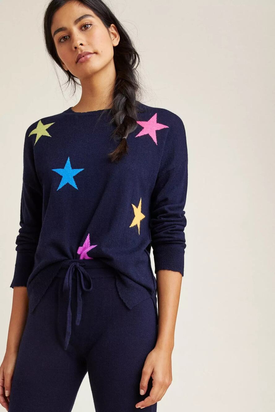 Sundry Supernova Wool Cashmere Sweater - Blue Star Print - Size 0 / Extra Small